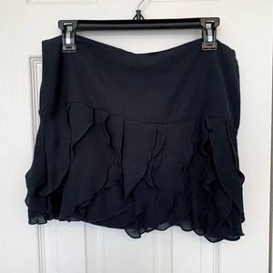 MNG Black Geraldin Casual Ruffle Mini Shirt Women's‎ Size 8